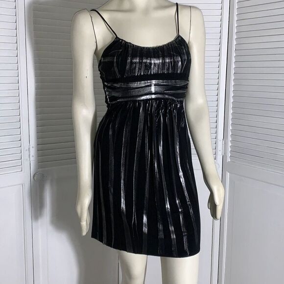Vintage 90’s Y2K Black Empire Waist Metallic Party Dress Size Small - Picture 1 of 16